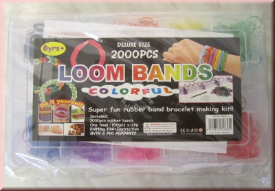 Loom Bänder, Deluxe Size Set, 2000 Stück mit Webrahmen, 100 s-clips und Knüpfnadel