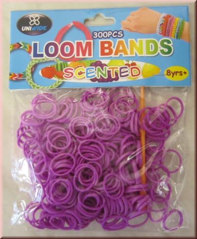 Loom Bänder lila, 300 Stück, Loom Bands, mit Knüpfhaken und Verschlüsse