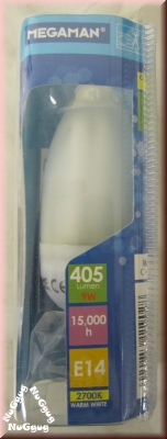 Megaman Ultra Compact Candle, 9/45W, E14, 2700K warm white, Art.-Nr. MM11902i, lange Lebensdauer 15.000 Std.