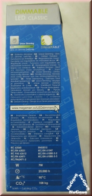 Megaman Dimmable LED Classic, 7/40W, E14, 2800K warm white, Art.-Nr. MM21033, lange Lebensdauer 25.000 Std.