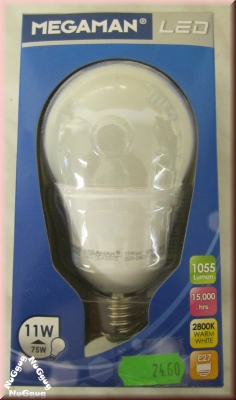 Megaman LED, 11/75W, E27, 2800K warm white, Art.-Nr. MM21046, lange Lebensdauer 15.000 Std.