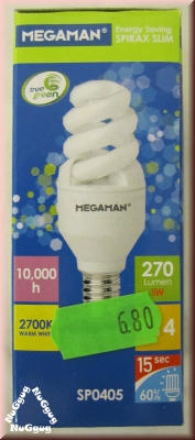 Megaman Spirax Slim, 5W, E14, 2700K warm white, Art.-Nr. MM29002, lange Lebensdauer 10.000 Std.