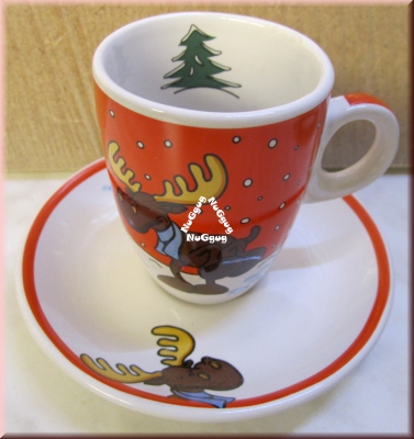 Espressotasse "X-mas Moose" mit Untertasse, Mokkatasse, Motiv Elch