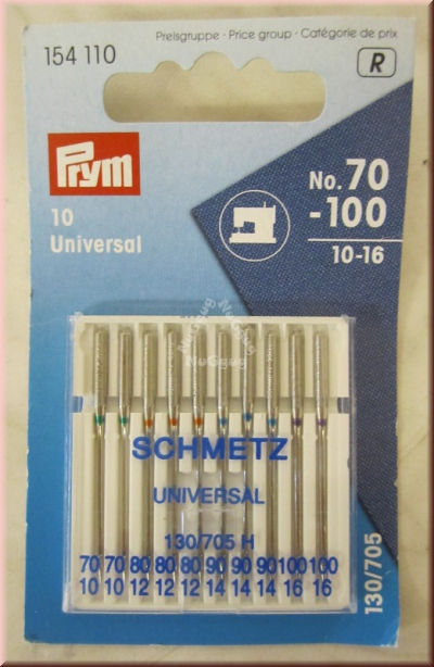 Nähmaschinennadeln 130/705 H, 70 - 100, Universal, von Schmetz, 10 Stück, Prym 154110