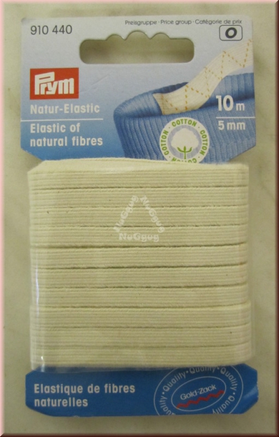 Prym Natur-Elastic, Gummilitze, 5 mm, 10 m, Artikelnummer 910440