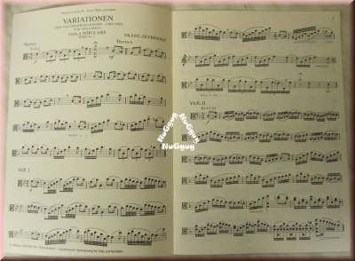 Notenheft Franz Zeyringer Variationen über das Erzherzog-Johann Lied 1982 für Viola Solo Viola Populare
