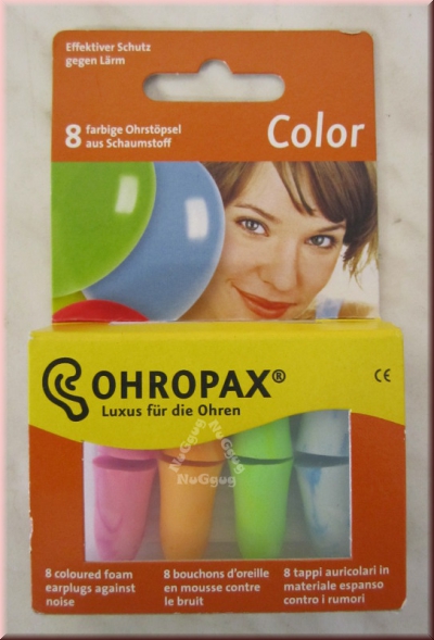 Ohropax Color, Schaumstoff Gehörschutz Stöpsel, 8 Stück