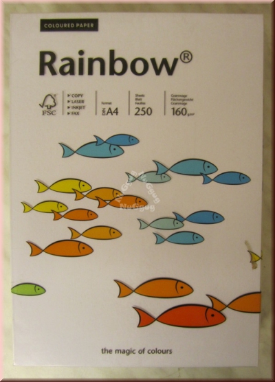 Kopierpapier A4 Rainbow Coloured Paper, weiss, 160 g/m², 250 Blatt, Druckerpapier