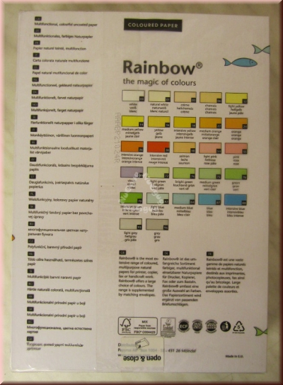 Kopierpapier A4 Rainbow Coloured Paper, weiss, 160 g/m², 250 Blatt, Druckerpapier