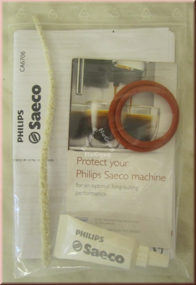 Philips Saeco Service Kit CA6706, 2 Stück O-Ringdichtungen, Schmierfett + Reinigungsbürste