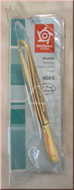 Pinzette , 24 Karat hart vergoldet, 9 cm, Augenbrauenpinzette, von Pfeilring