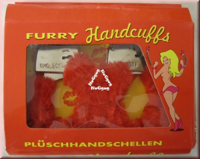 Plüschhandschellen, Handcuffs, rot