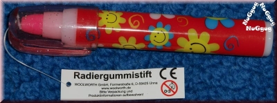 Radiergummistift mit 5 rosa Radiergummies