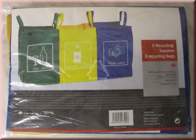 Recycling Taschen, Abfalltaschen Set, je 45 Liter Volumen,3 Stück