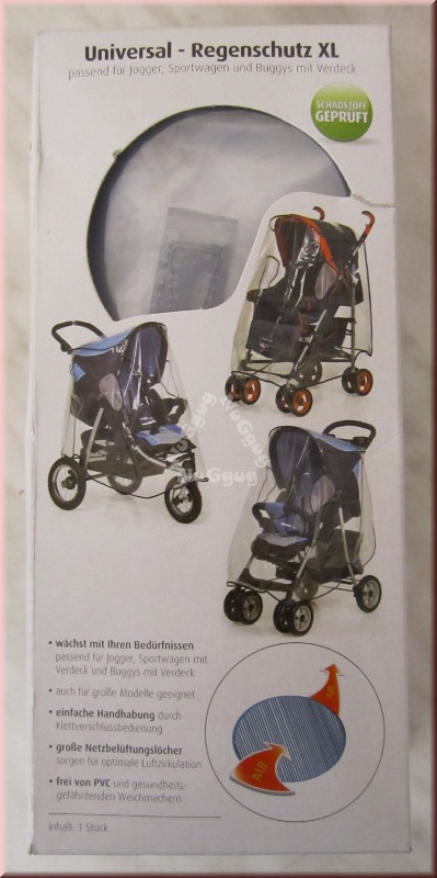 Universal Regenschutz XL für Jogger, Sportwagen und Buggys mit Verdeck