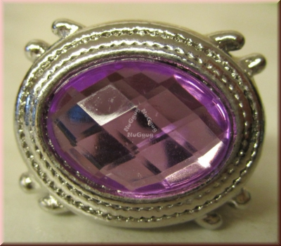 Ring mit lilafarbenem facettiertem Kunststoffstein, 18 mm Innendurchmesser