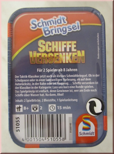 Schiffe versenken in der Blechbox, Schmidt Bringsel, Artikelnummer 51055