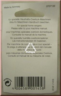 Nähmaschinennadeln 80/12, Overlock Serger, ELx705 von Schmetz, 5 Stück