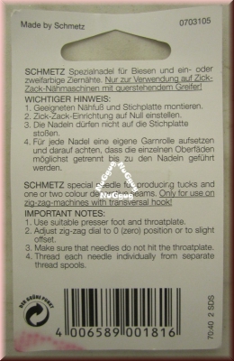 Nähmaschinennadel Zwillings-Nadel 4,0/90, Universal, 130/705 H ZWI, von Schmetz