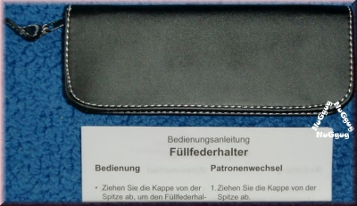 Schreibset chromfarben/schwarz. Kugelschreiber blau + Füller