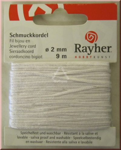 Schmuckkordel weiß, Durchmesser 2 mm, 9 Meter, von Rayher