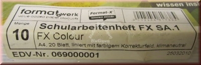 Schulheft, Schularbeitsheft FX SA. 1, A4, liniert mit farbigem Korrekturfeld, 20 Blatt