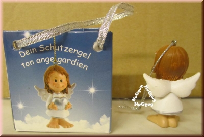 Schutzengel mit Herz in der Geschenktasche, Keramik