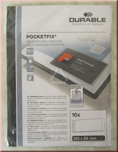 Pocketfix Selbstklebe-Taschen von Durable, 150 x 58 mm, 10 Stück