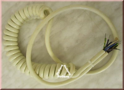 Spiralkabel PVC, weiß, Wendellänge 0,3 Meter, Arbeitslänge 1,5 Meter, 5-adern