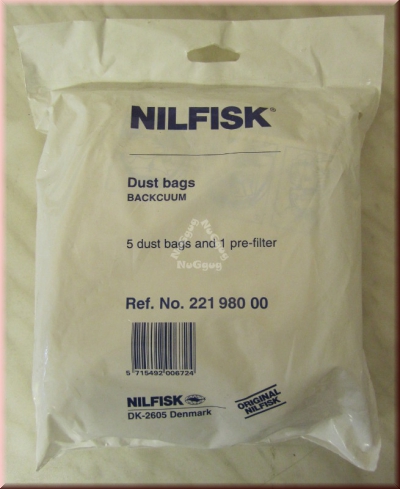 Staubsaugerbeutel Nilfisk 22198000 für Backcuum, 5 Beutel + 1 Microfilter