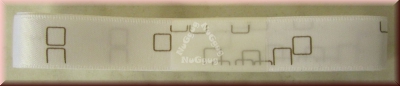 Satinband 17 mm, weiß mit Quadratmuster, Stoffband, Geschenkband, 3 Meter