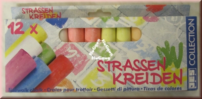 Strassenmalkreide, Kreide bunt, 12 Stück, Strassenkreiden