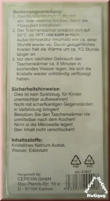 Taschenwärmer/Handwärmer "Bettflasche"