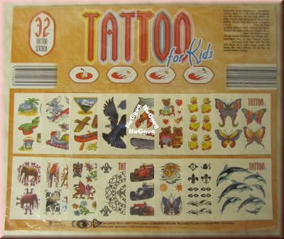 Tattoo for Kids, 32 Tattoo-Sticker mit je 4 bis 12 Tattoos