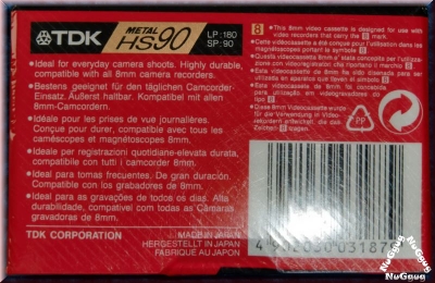 TDK 8mm Videokassette. Metal HS90