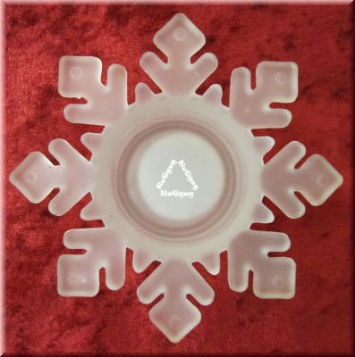 Teelichthalter "Schneeflocke" aus mattiertem Glas, 10 cm