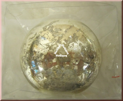 Teelichthalter "Silber-Crackle" aus lackiertem Glas, 7,5 cm