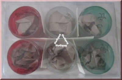 Teelichter Set "Weihnachten", Glas, 6 Stück in 3 Farben, mit 3D-Motiven