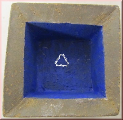 Design Ton-Behälter "0753". getöpfert. eckig. innen blau. 6.2 x 6.2 x 4 cm