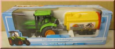 Traktor mit Anhänger, Spritzguss-Modell aus Metall und Kunststoff