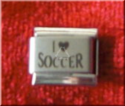 Uberry Charm "I love soccer", Modul für Edelstahl Armband