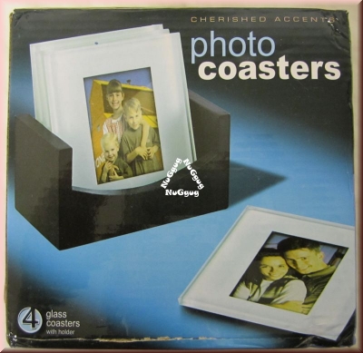 Foto-Untersetzer aus Glas, glass photo coasters, 4 Stück