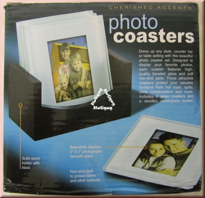 Foto-Untersetzer aus Glas, glass photo coasters, 4 Stück