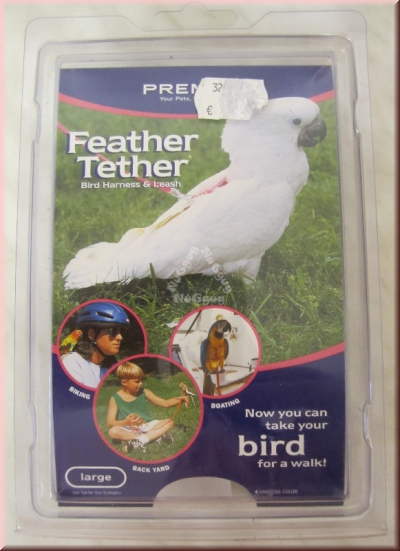 Premier Feather Tether, Vogel Gurt und Leine, blau, Vogelgeschirr