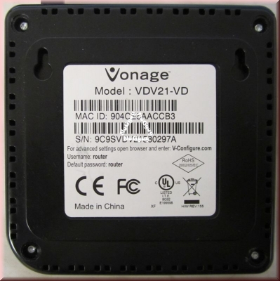 Vonage Router Model VDV21-VD
