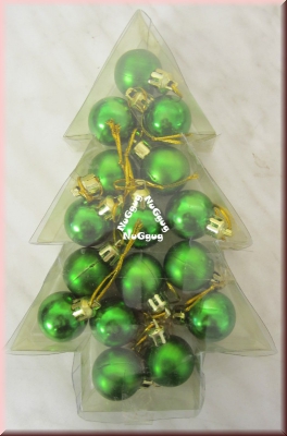 Mini Christbaumkugeln, Weihnachtkugeln, grün, 16 Stück