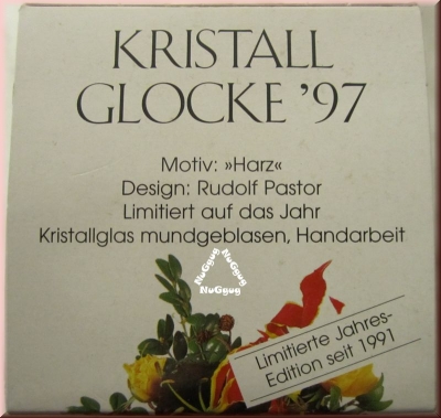Kristall Glocke 1997 von Hutschenreuther. Crystal Bell 1997. Weihnachtsglocke