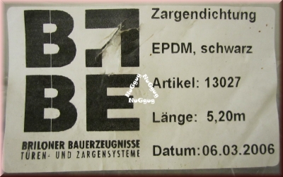 EPDM-Zargendichtung, schwarz, 5,20 Meter, von Briloner Bauerzeugnisse, Türzargen