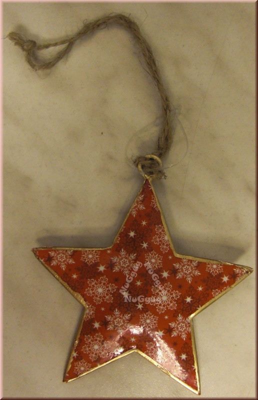 Deko Anhänger, "Stern", rot, Metall, Weihnachtsanhänger