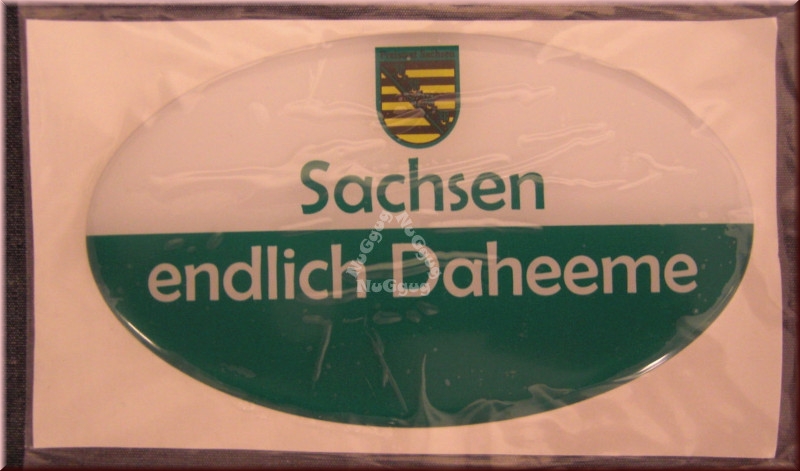 3D Auto-Aufkleber "Sachsen endlich Daheeme", 12 x 7 cm